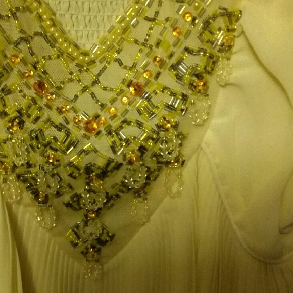 KAELYN MAX YELLOW RHINESTONE AND BEADED TOP - Picture 2 of 11